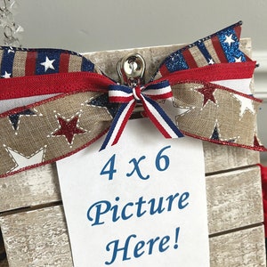 Red White and Blue Picture Frame/Patriotic Frame/4th of July Decorations/Patriotic Decor/Farmhouse Patriotic Decor/4 x 6 Picture Frame image 4