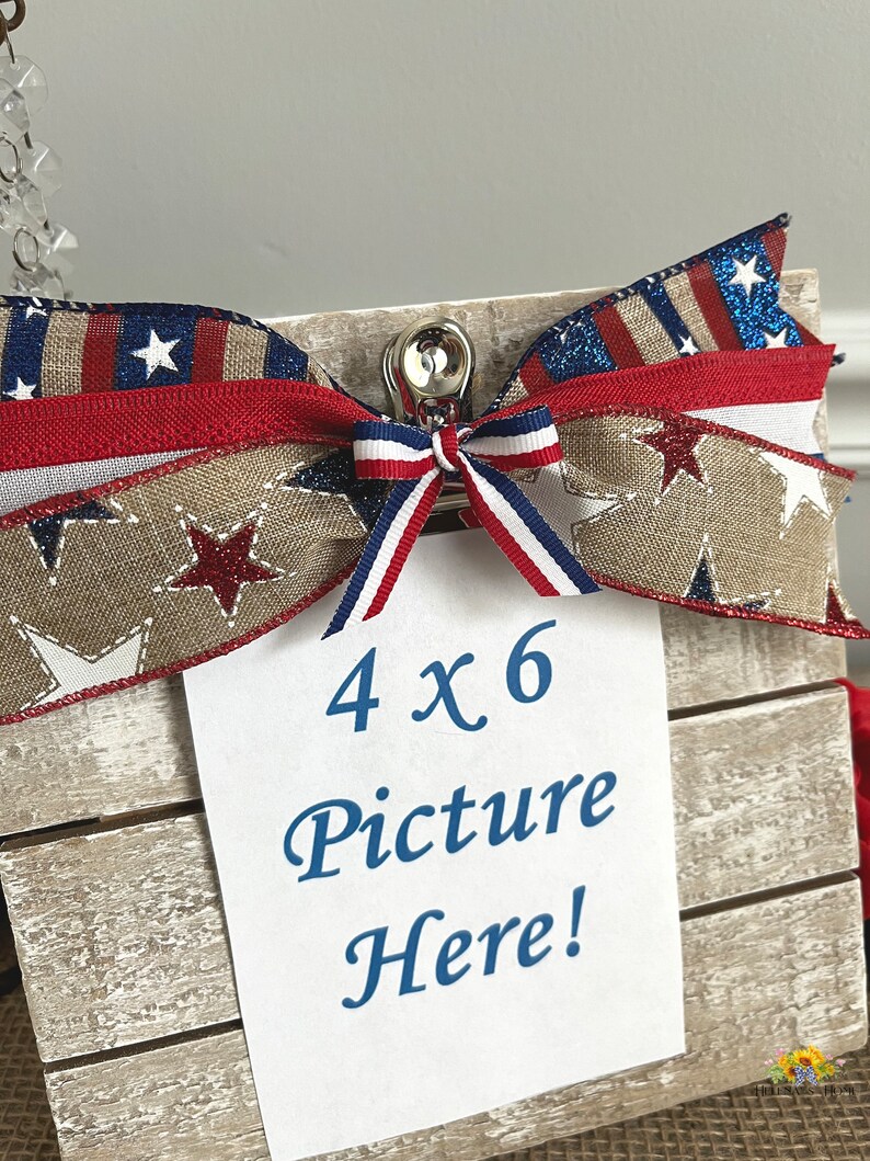 Red White and Blue Picture Frame/Patriotic Frame/4th of July Decorations/Patriotic Decor/Farmhouse Patriotic Decor/4 x 6 Picture Frame image 4