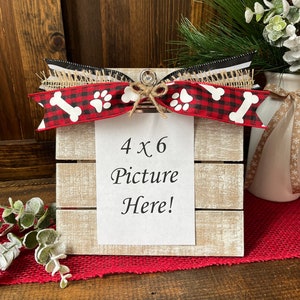 Dog Christmas Picture Frame/Christmas Gift for Dogs/Pet Lover Gift/Dog Lover Gift/4 x 6 Christmas Photo Frame/Dog Frame/Plaid Christmas image 1