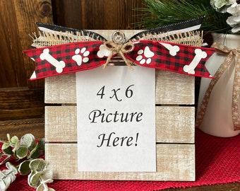 Dog Christmas Picture Frame/Christmas Gift for Dogs/Pet Lover Gift/Dog Lover Gift/4 x 6 Christmas Photo Frame/Dog Frame/Plaid Christmas