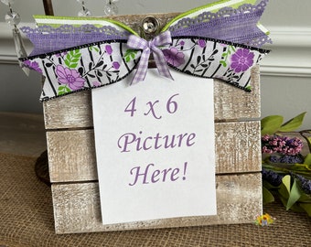 Picture Frame/Flower Picture Frame/Purple Picture Frame/Picture Frames 4 x 6/Gifts for Mom/Wood Picture Frame/Gifts for Her/Purple Flowers