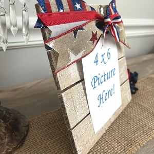 Red White and Blue Picture Frame/Patriotic Frame/4th of July Decorations/Patriotic Decor/Farmhouse Patriotic Decor/4 x 6 Picture Frame image 3