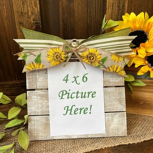 Sunflower Picture Frame/Sunflower Gifts/Sunflower Decor/Sunflower Weddings/Picture Gifts/4 x 6 Picture Frame/Farmhouse Picture Frame image 1