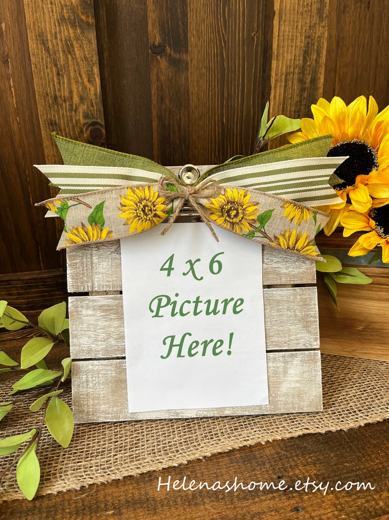 Sunflower Picture Frame/Sunflower Gifts/Sunflower Decor/Sunflower Weddings/Picture Gifts/4 x 6 Picture Frame/Farmhouse Picture Frame image 1