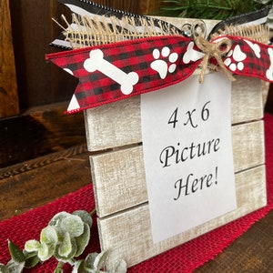 Dog Christmas Picture Frame/Christmas Gift for Dogs/Pet Lover Gift/Dog Lover Gift/4 x 6 Christmas Photo Frame/Dog Frame/Plaid Christmas image 3