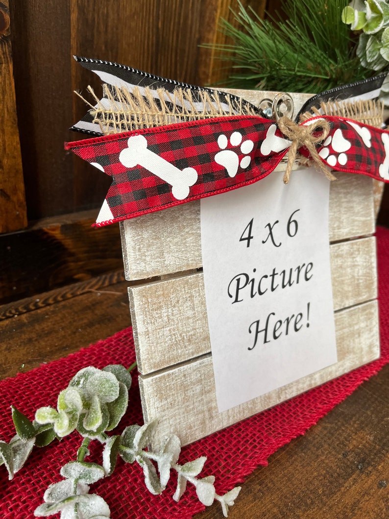 Dog Christmas Picture Frame/Christmas Gift for Dogs/Pet Lover Gift/Dog Lover Gift/4 x 6 Christmas Photo Frame/Dog Frame/Plaid Christmas image 3