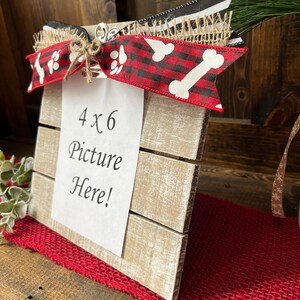 Dog Christmas Picture Frame/Christmas Gift for Dogs/Pet Lover Gift/Dog Lover Gift/4 x 6 Christmas Photo Frame/Dog Frame/Plaid Christmas image 4