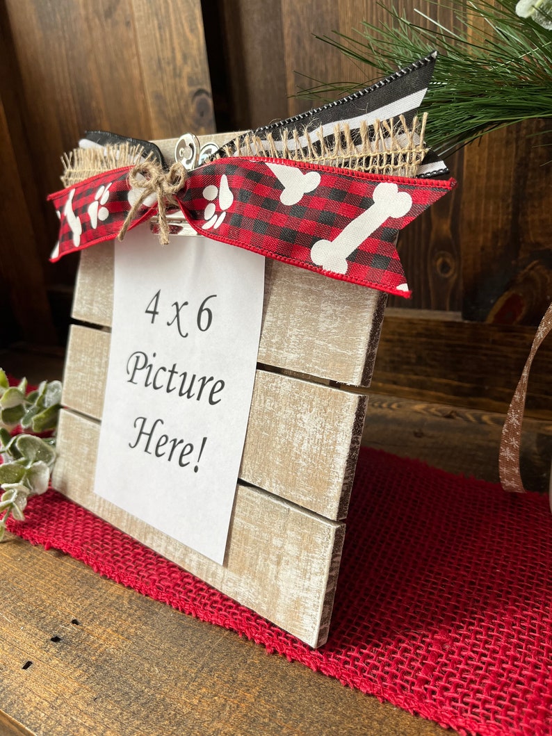 Dog Christmas Picture Frame/Christmas Gift for Dogs/Pet Lover Gift/Dog Lover Gift/4 x 6 Christmas Photo Frame/Dog Frame/Plaid Christmas image 4