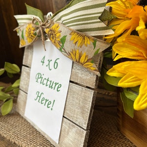 Sunflower Picture Frame/Sunflower Gifts/Sunflower Decor/Sunflower Weddings/Picture Gifts/4 x 6 Picture Frame/Farmhouse Picture Frame image 3