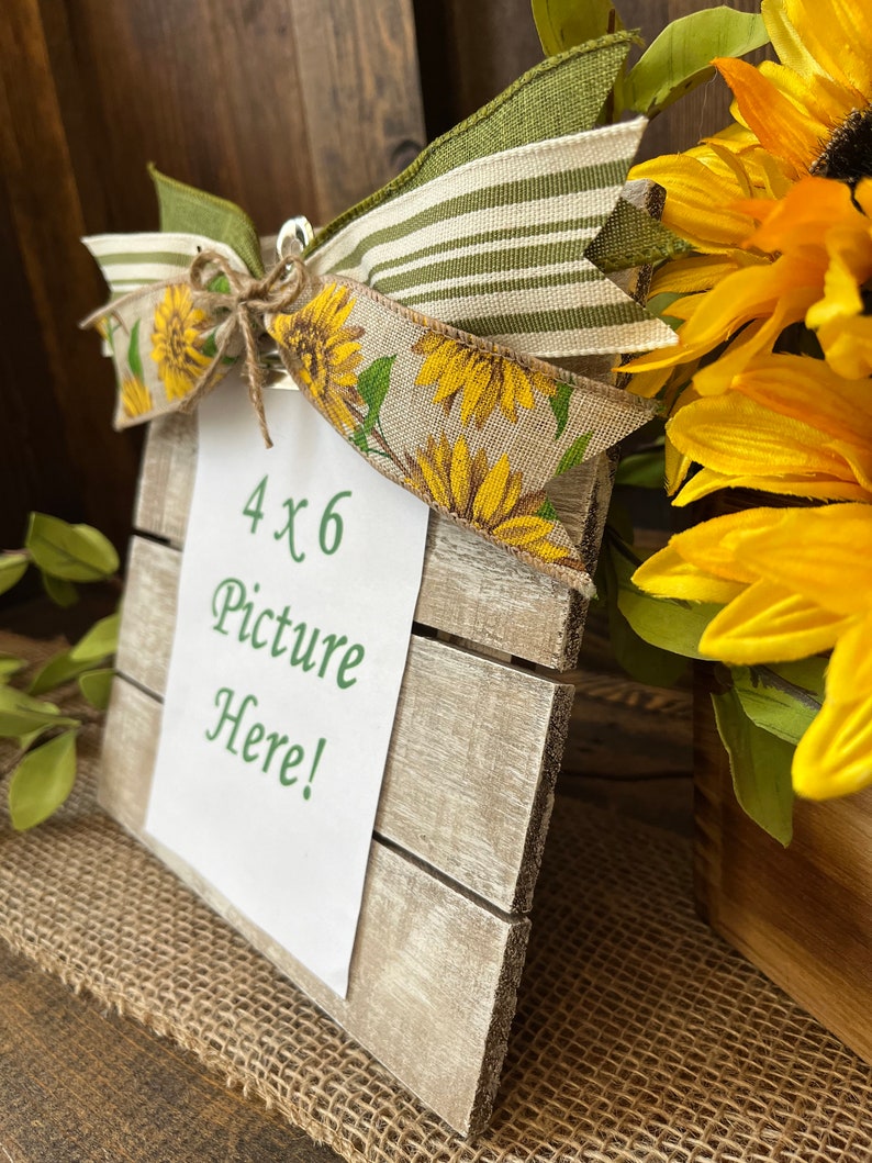 Sunflower Picture Frame/Sunflower Gifts/Sunflower Decor/Sunflower Weddings/Picture Gifts/4 x 6 Picture Frame/Farmhouse Picture Frame image 3