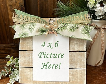 Christmas Picture Frame/Christmas Frame/Winter Picture Frame/Nature Picture Frame/Christmas Gift/Green and White Frame/Christmas Decor