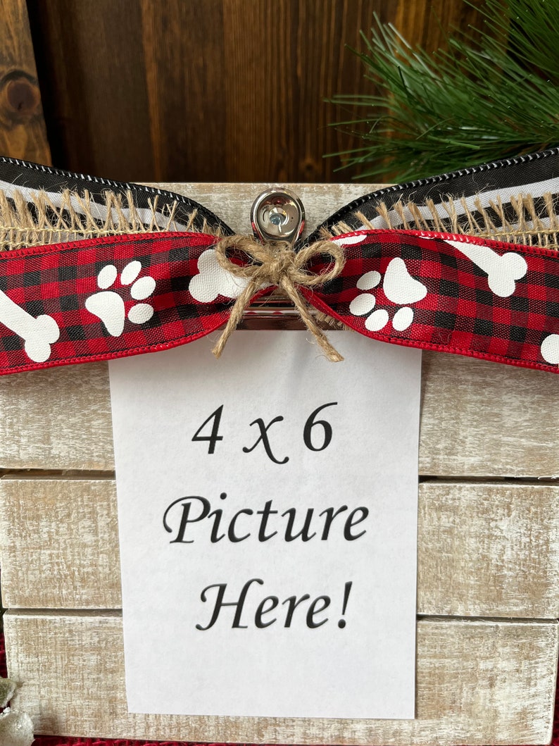 Dog Christmas Picture Frame/Christmas Gift for Dogs/Pet Lover Gift/Dog Lover Gift/4 x 6 Christmas Photo Frame/Dog Frame/Plaid Christmas image 2