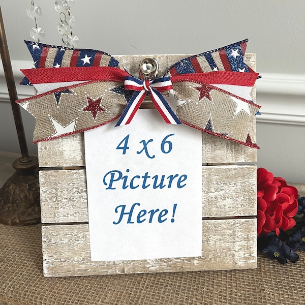 Red White and Blue Picture Frame/Patriotic Frame/4th of July Decorations/Patriotic Decor/Farmhouse Patriotic Decor/4 x 6 Picture Frame