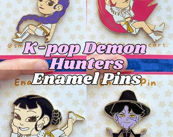 K-Pop Demon Hunters Enamel Pins | Gold Metal Hard Enamel (1.5 in.)
