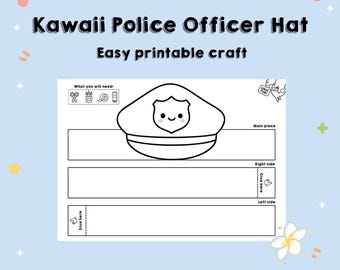 Printable Police Officer Hat Craft – Color, Cut & Wear DIY Paper Hat | Kids Craft Crown/Hat Activity Template