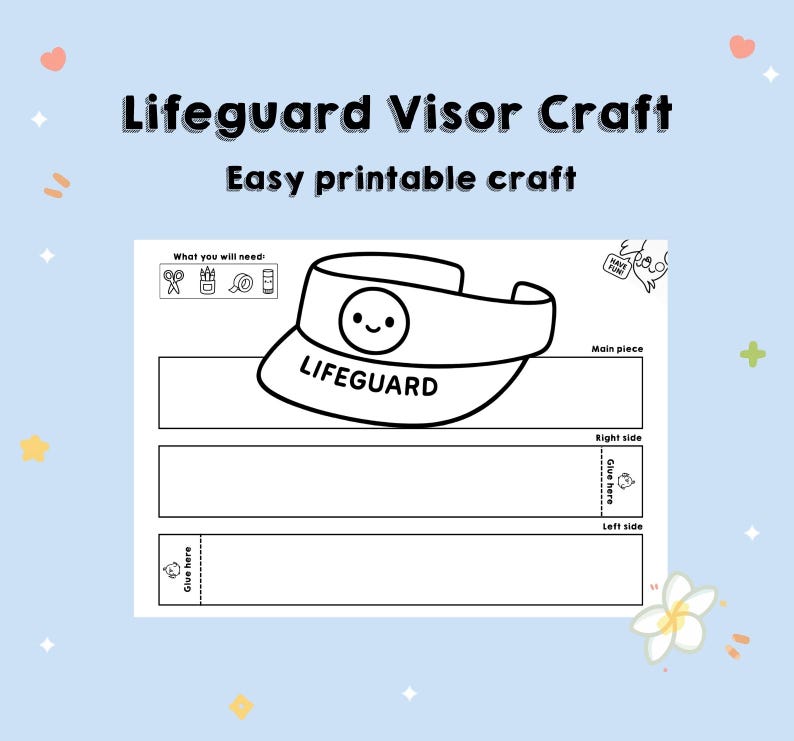 Printable Lifeguard Visor Craft – Color, Cut & Wear DIY Paper Hat ...