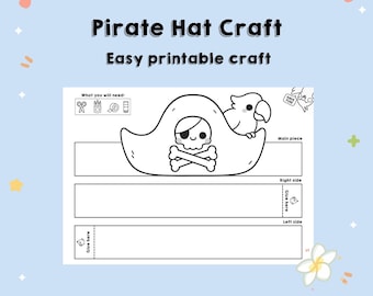 Artisanat imprimable de chapeau de pirate - Colorez, coupez et portez un chapeau en papier bricolage | Modèle d'activité de création de couronne/chapeau pour enfants