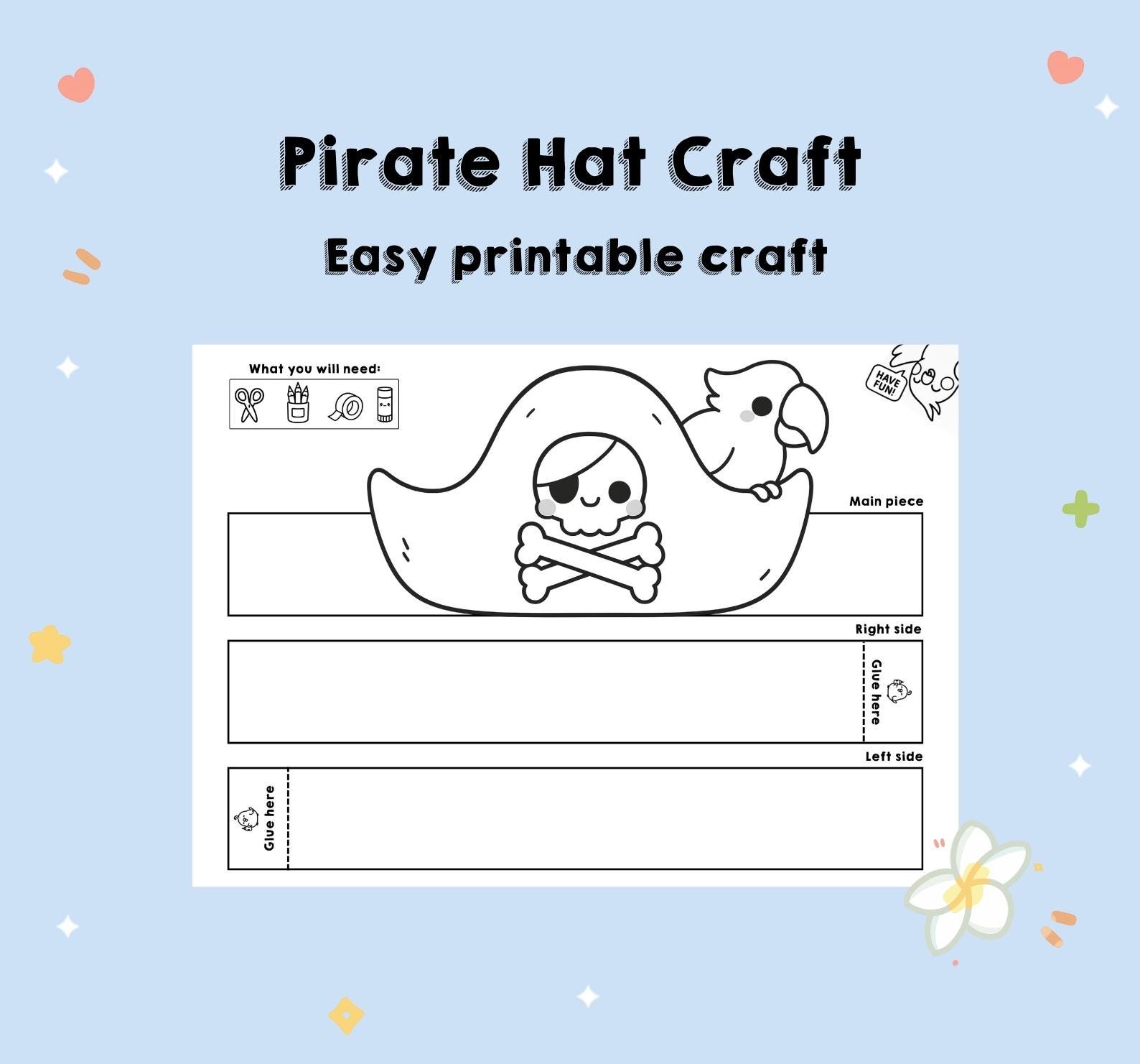 Printable Pirate Hat Craft - Color, Cut & Wear DIY Paper Hat Kids…
