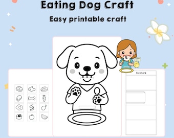 Printable Dog Healthy Eating Plate Craft – Color, Cut and Sort Food Activity | Preschool Nutrition & Fine Motor Skills Printable