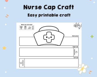 Printable Nurse Cap Craft – Color, Cut & Wear DIY Paper Hat | Kids Craft Crown/Hat Activity Template