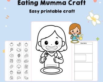 Printable Mummy Healthy Eating Plate Craft – Color, Cut & Sort Food Activity | Preschool Nutrition and Fine Motor Skills Printable