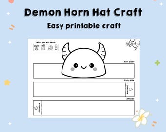 Printable Demon Horn Hat Craft – Color, Cut & Wear DIY Paper Hat | Kids Craft Crown/Hat Activity Template