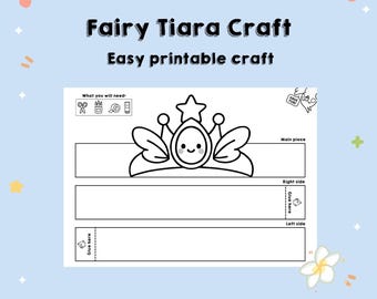 Printable Fairy Tiara Craft – Color, Cut & Wear DIY Paper Crown | Kids Craft Crown/Hat Activity Template