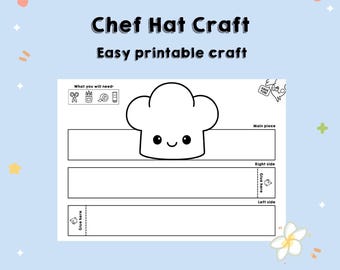 Printable Chef Hat Craft – Color, Cut & Wear DIY Paper Hat | Kids Craft Crown/Hat Activity Template