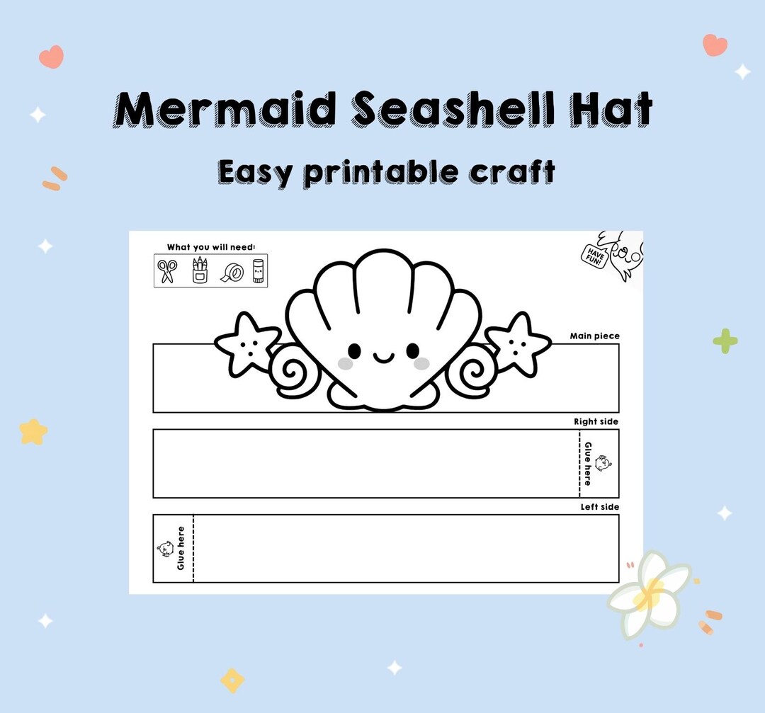 Printable Mermaid Seashell Crown Craft – Color, Cut & Wear DIY Paper ...