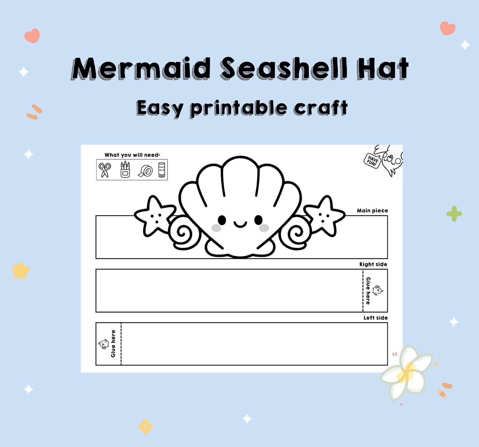 Printable Mermaid Seashell Crown Craft – Color, Cut & Wear DIY Paper ...