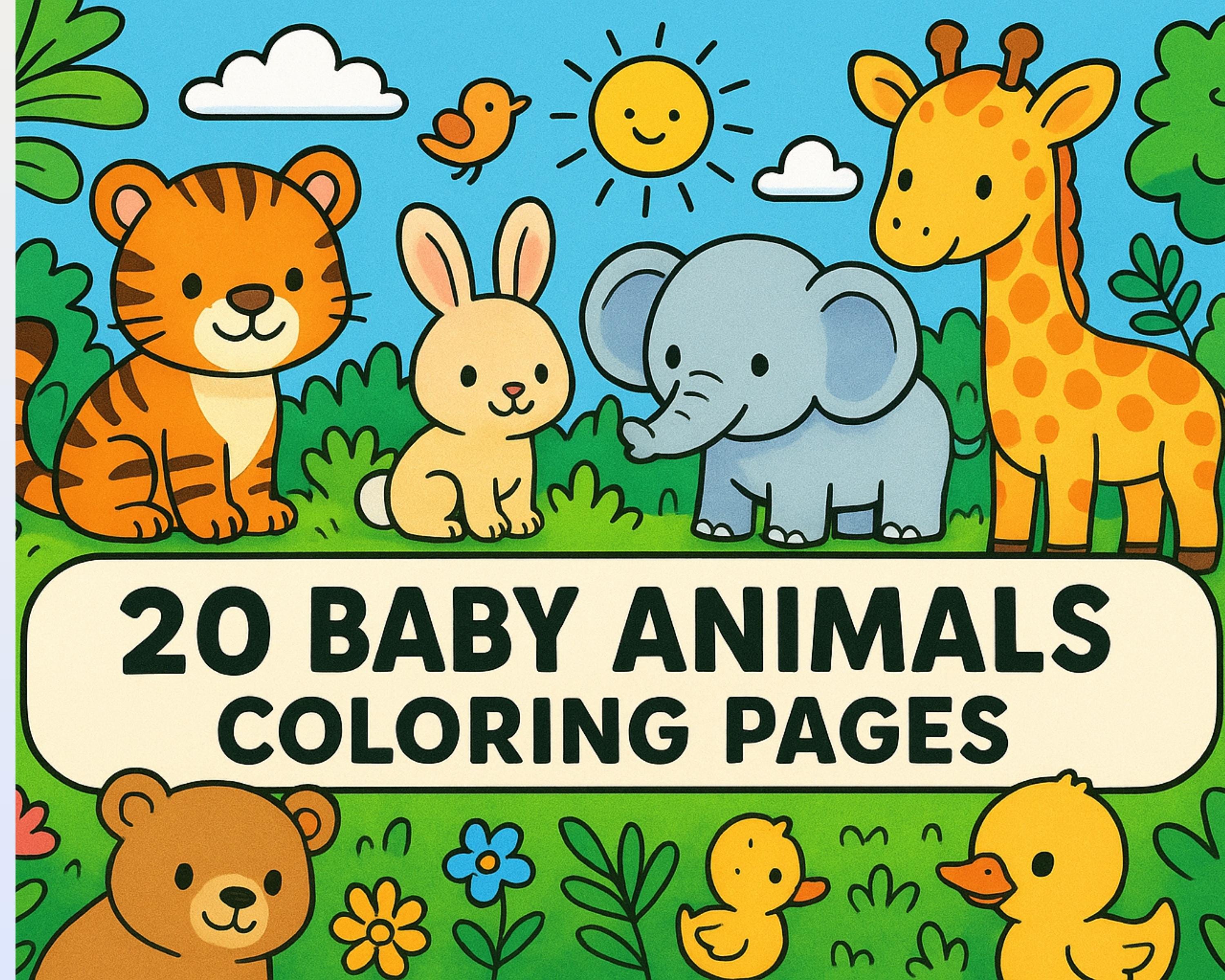 Baby Animals Coloring Pages A4 | Printable Forest and Farm Animal ...
