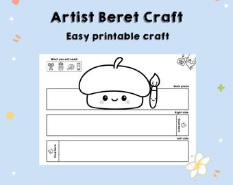 Printable Artist Beret Craft – Color, Cut & Wear DIY Paper Hat | Kids Craft Crown/Hat Activity Template