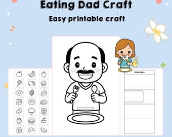 Printable Dad Healthy Eating Plate Craft – Color, Cut & Sort Food Activity | Preschool Nutrition and Fine Motor Skills Printable