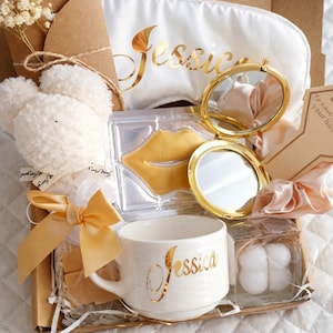 Personalized Self-Care Gift Box for Her | Custom Name Mug, Sleep Mask & Candle | Birthday, Best Friend or Relaxation Gift