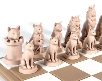 Cat Chess Pieces - 32 Pieces - Elegant and Original Feline Set - Unique Gift - Chess Fan - Collector - Birthday Gift