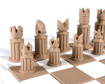 Modern and minimalist chess set – Original gift for players and decorators – Architectural design – Chess pieces – Unique gift
