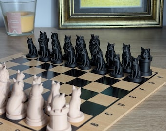 Complete Cat Chess Set - 32 Pieces - Elegant and Original Feline Set - Unique Gift - Chess Fan - Collector - Birthday Gift