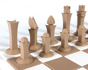 Modern Classic Chess Pieces – Minimalist 3D Chess Pieces – Contemporary 3D Printed Design – 32 Handcrafted Pieces