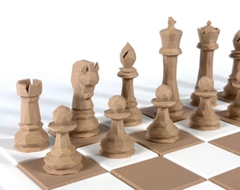 Modern Geometric Chess Pieces – 32 Pieces – Modern Geometric Chess Pieces – Designer Chess Set – 32 Pieces – Handcrafted