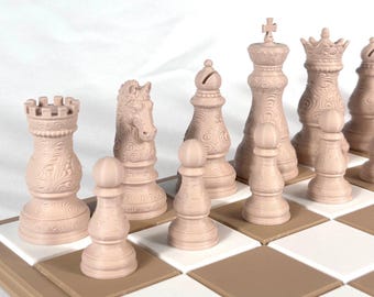 Classic sculpted chess pieces - 32 pieces - Elegant and refined set - Unique gift - Chess fan - Chess lover