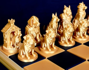 Dog Chess Pieces - 32 Pieces - Stylish and Original Canine Set - Unique Gift - Chess Fan - Collector - Birthday Gift