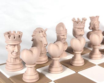 Artistic Heart Chess Pieces - 32 Pieces - Original and Romantic Chess Set - Unique Gift - Chess Fan - Birthday Gift