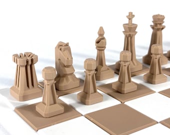 Low Poly Design Chess Pieces – Modern 3D Printed Chess Set – Minimalist Geometric Design Pieces – Original Gift for Chess Players