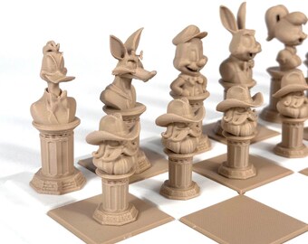 3D Cartoon Chess Pieces – Humorous Character Chess Set – 3D Printed Handmade Figurines – 32 Original Pieces
