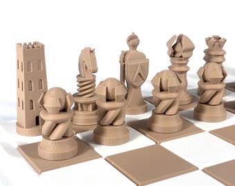 Twisted Chess Pieces – Modern 3D Design Chess Set – Sculptural and Handcrafted Pieces – 32 Pieces – Professional Pieces