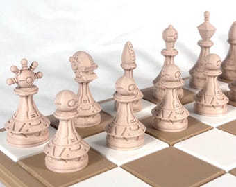 Space Chess Pieces - 32 Pieces - Science Fiction Set - Unique Gift - Chess Fan - Birthday Gift - Chess Pieces