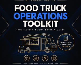 Food Truck Operations Toolkit | Inventory, Sales, Costs (Excel Template)