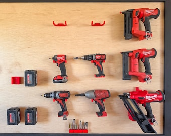 Milwaukee M18 Drill & Impact Wall Mount – Heavy Duty Tool Hanger – Multi-Fit Tool Organizer