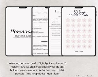 Gids voor hormoonbalans | 30 dagen hormoonreset-uitdaging | Wellnessplanner | Gewoontetracker | Digitale gezondheidsgids