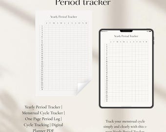 Jaarlijkse menstruatietracker | Menstruele cyclustracker | Periodelogboek van één pagina | Cyclus volgen | Digitale planner, pdf